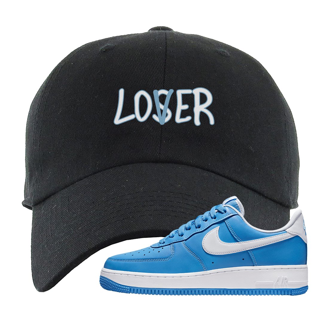 University Blue Low AF1s Dad Hat | Lover, Black