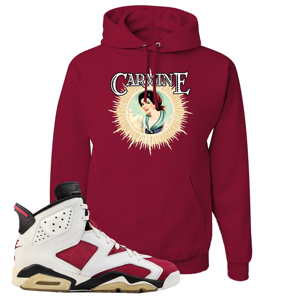 Jordan Jordan 6 Carmine Sneaker Cardinal Pullover Hoodie | Hoodie to match Nike Air Jordan 6 Carmine Shoes | Carmine Sauce