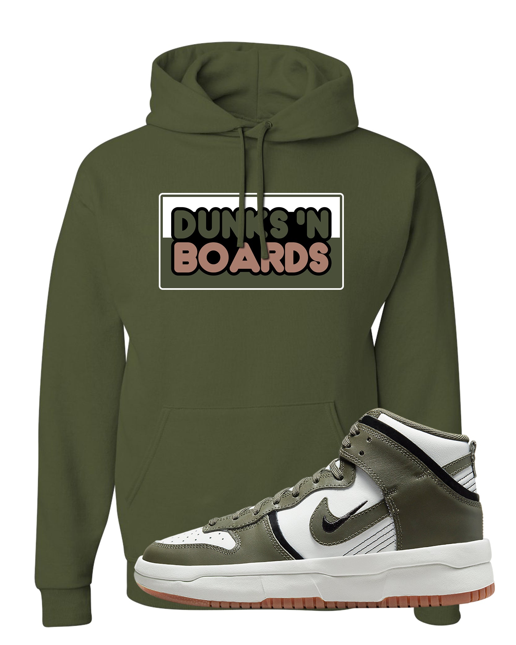 Cargo Khaki Rebel High Dunks Hoodie | Dunks N Boards, Military Green