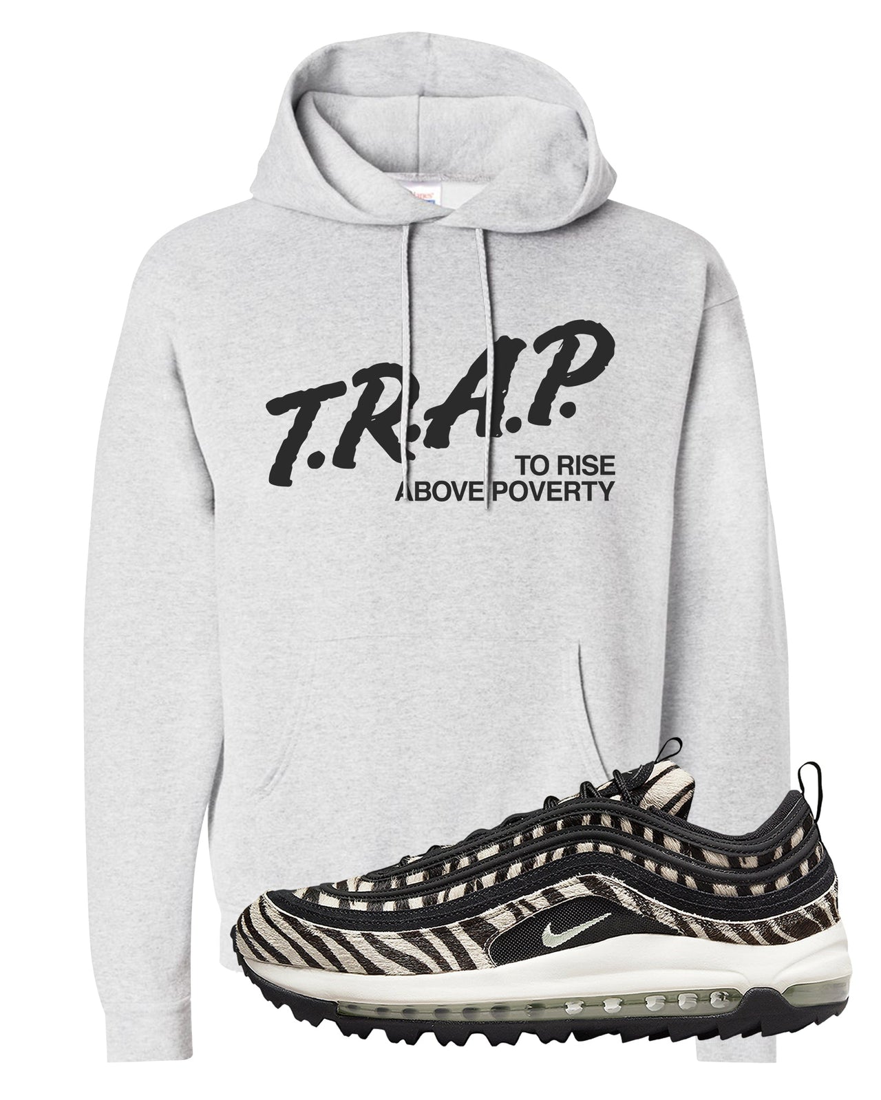 Zebra Golf 97s Hoodie | Trap To Rise Above Poverty, Ash