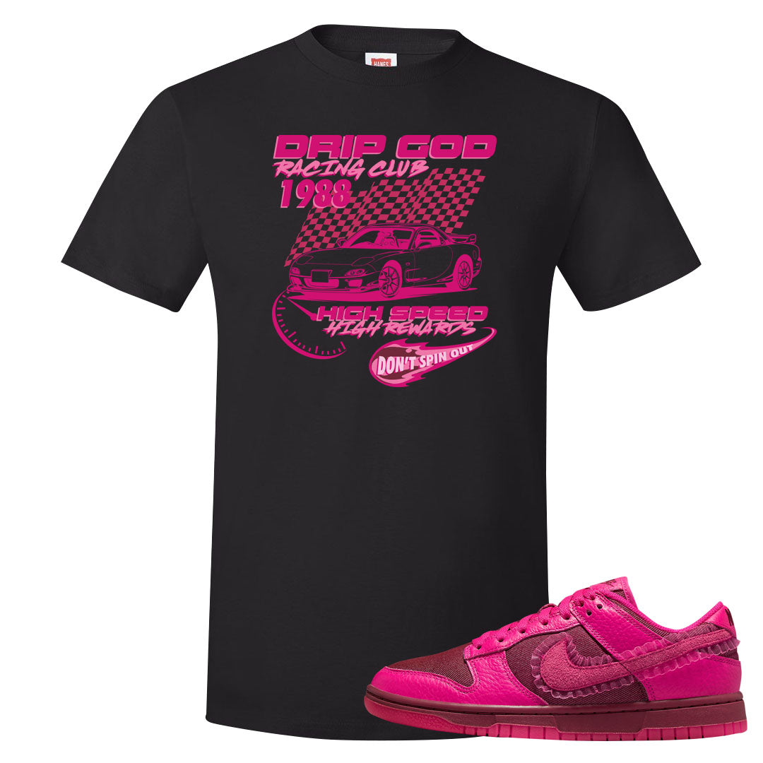 2022 Valentine's Day Low Dunks T Shirt | Drip God Racing Club, Black