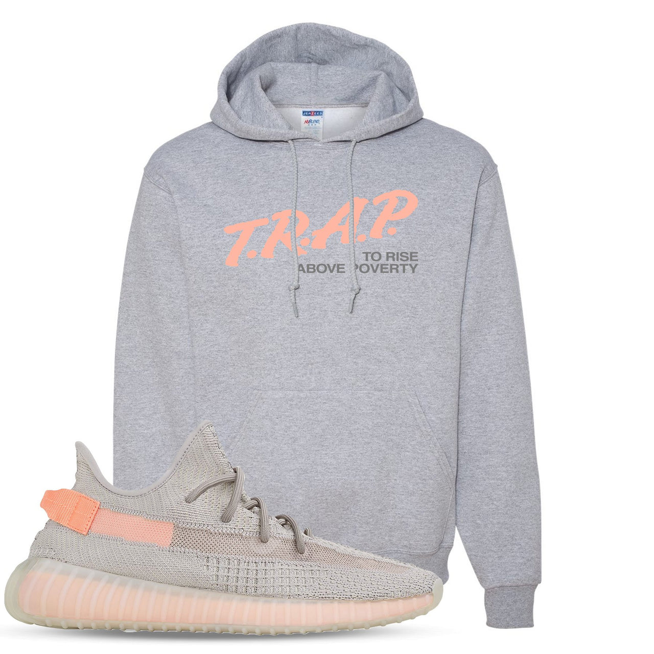 True Form v2 350s Hoodie | Trap To Rise Above Poverty, Heathered Light Gray