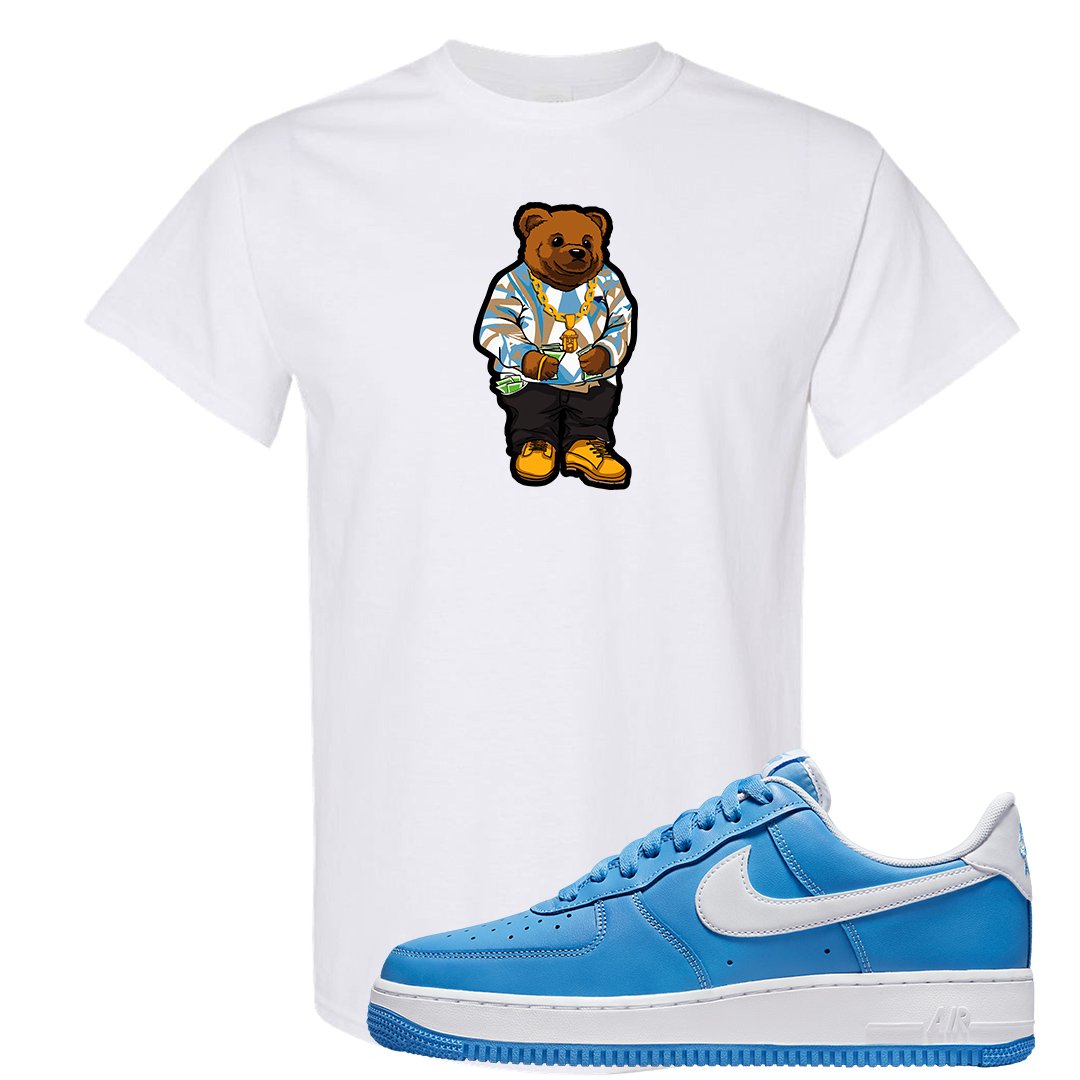 University Blue Low AF1s T Shirt | Sweater Bear, White