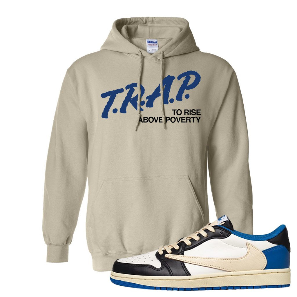 Sail Black Military Blue Shy Pink Low 1s Hoodie | Trap To Rise Above Poverty, Sand