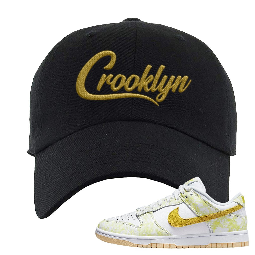 Yellow Strike Low Dunks Dad Hat | Crooklyn, Black