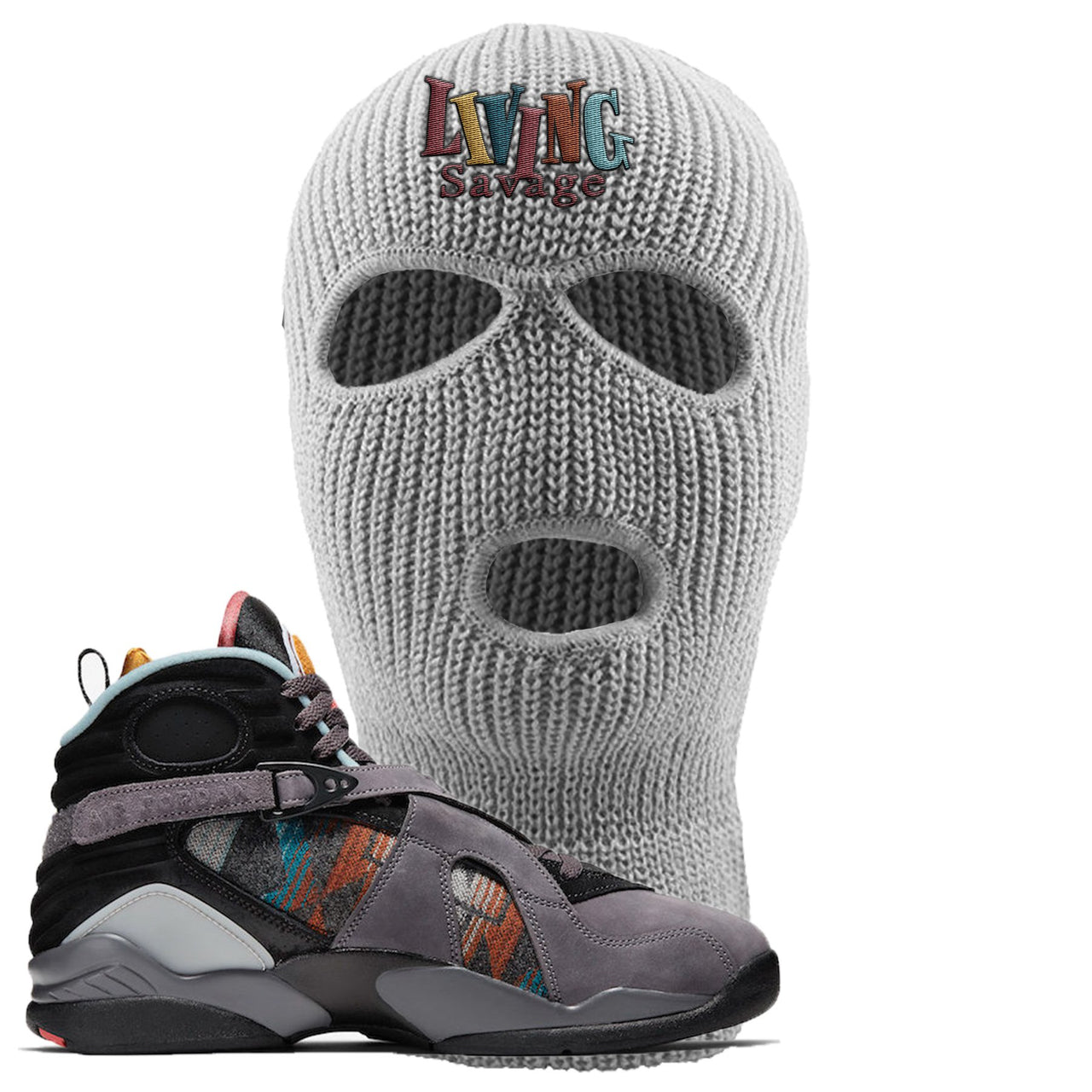 Jordan 8 N7 Pendleton Living Savage Light Gray Sneaker Hook Up Ski Mask