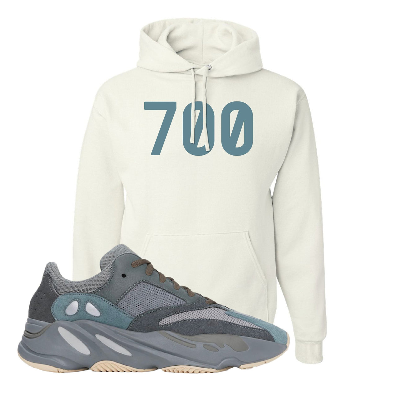Yeezy Boost 700 Teal Blue 700 White Sneaker Hook Up Pullover Hoodie