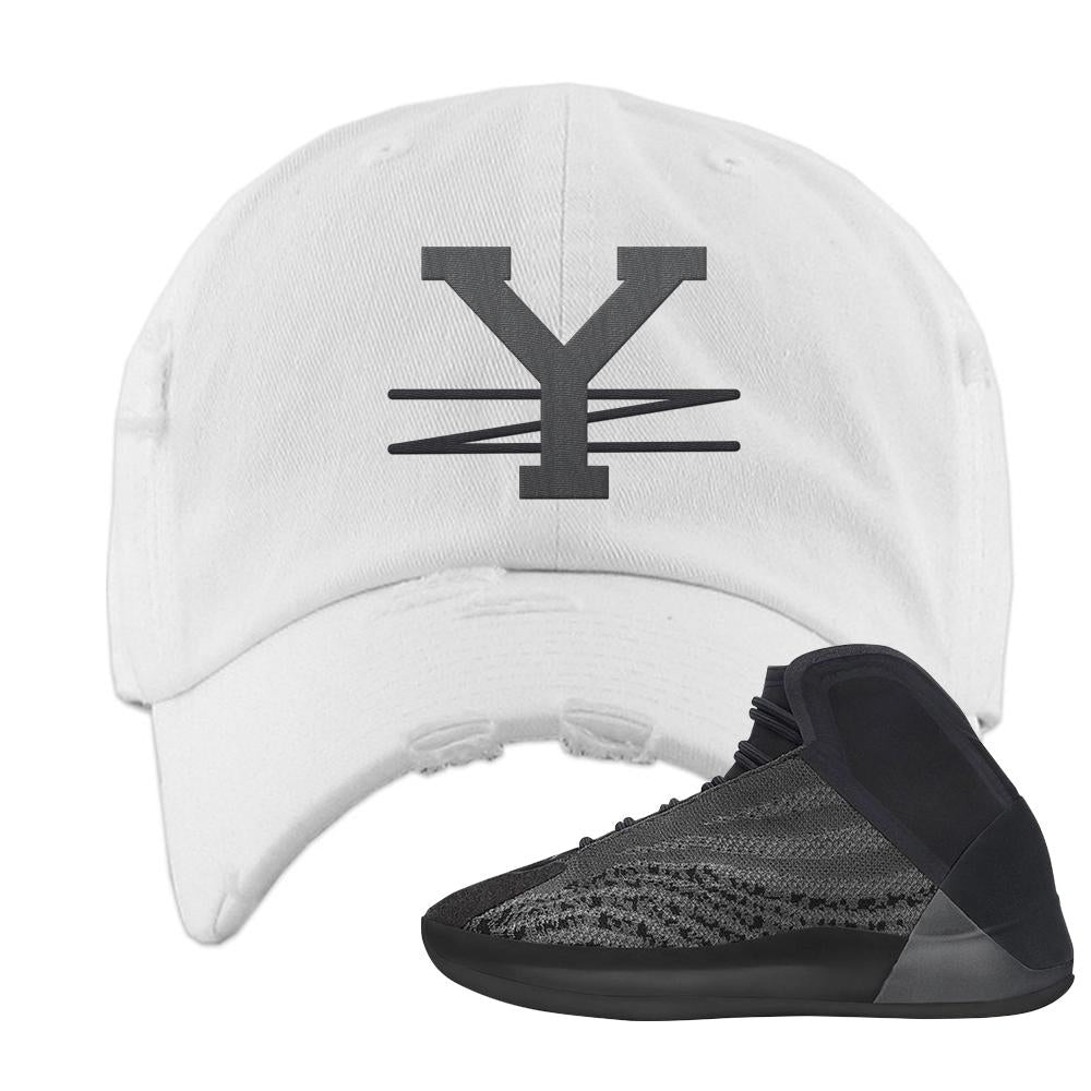 Onyx Quantums Distressed Dad Hat | YZ, White