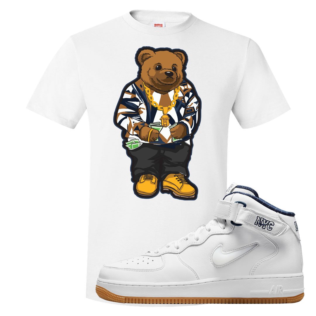 White NYC Mid AF1s T Shirt | Sweater Bear, White