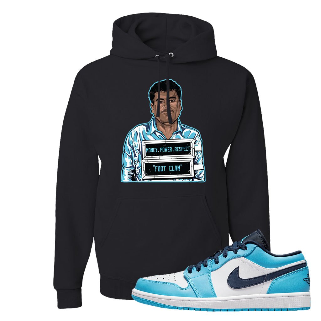 Air Jordan 1 Low UNC Hoodie | Capone Illustration, Black