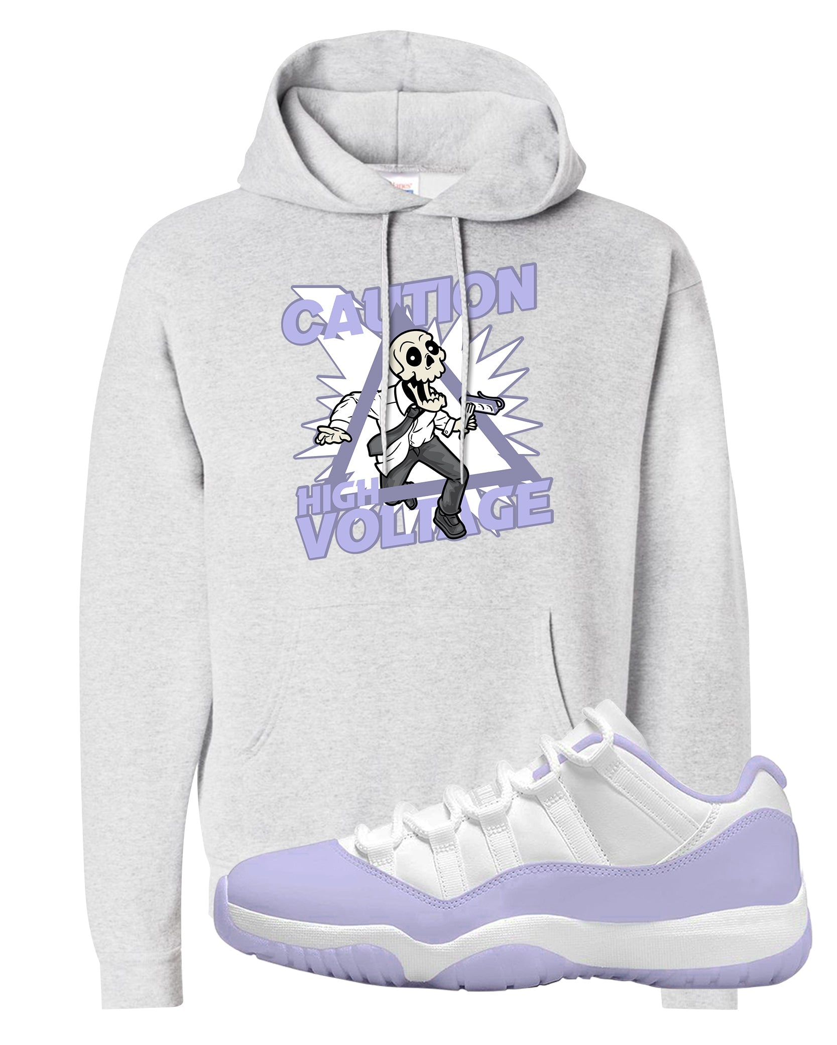 Pure Violet Low 11s Hoodie | Caution High Voltage, Ash