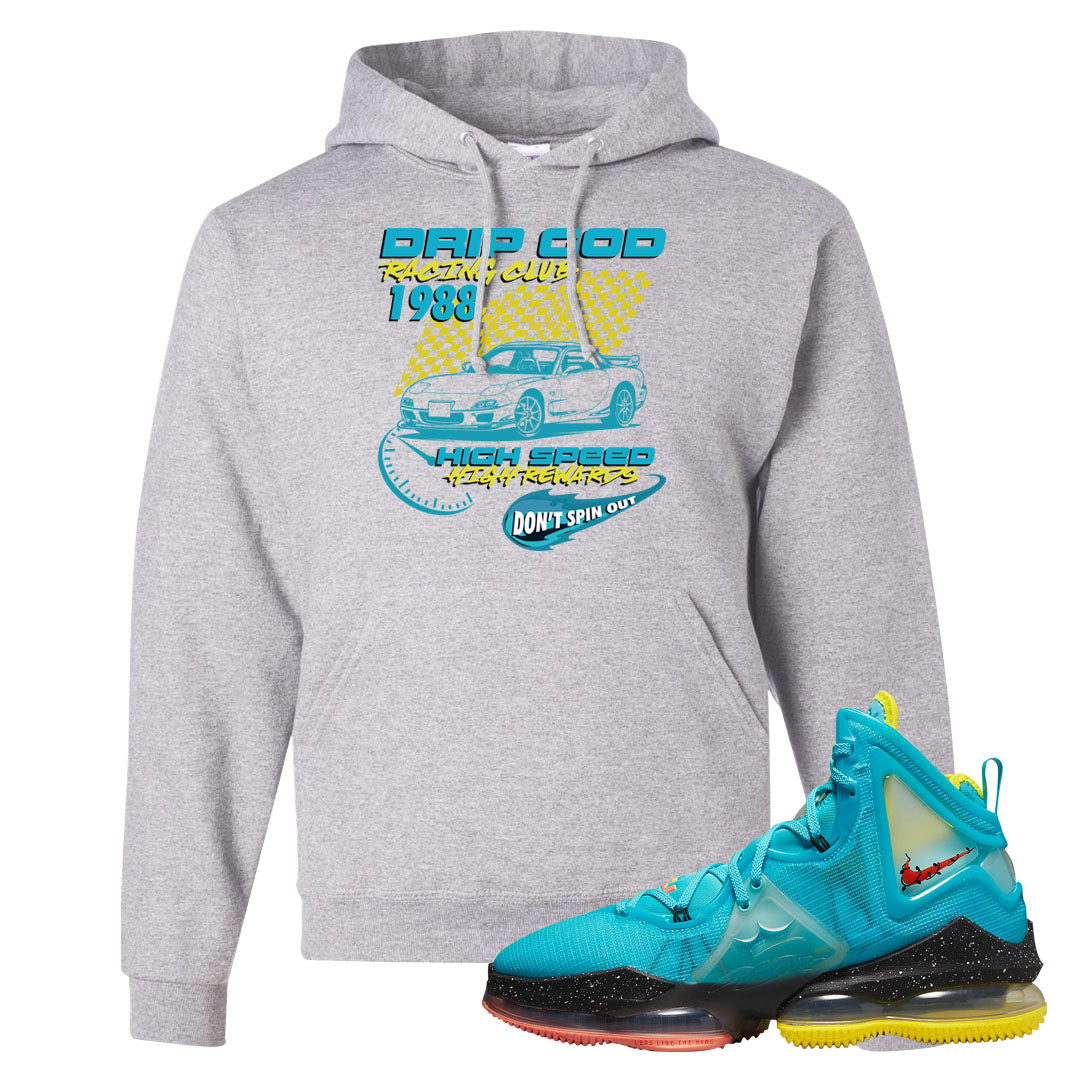 South Beach Christmas Bron 19s Hoodie | Drip God Racing Club, Ash