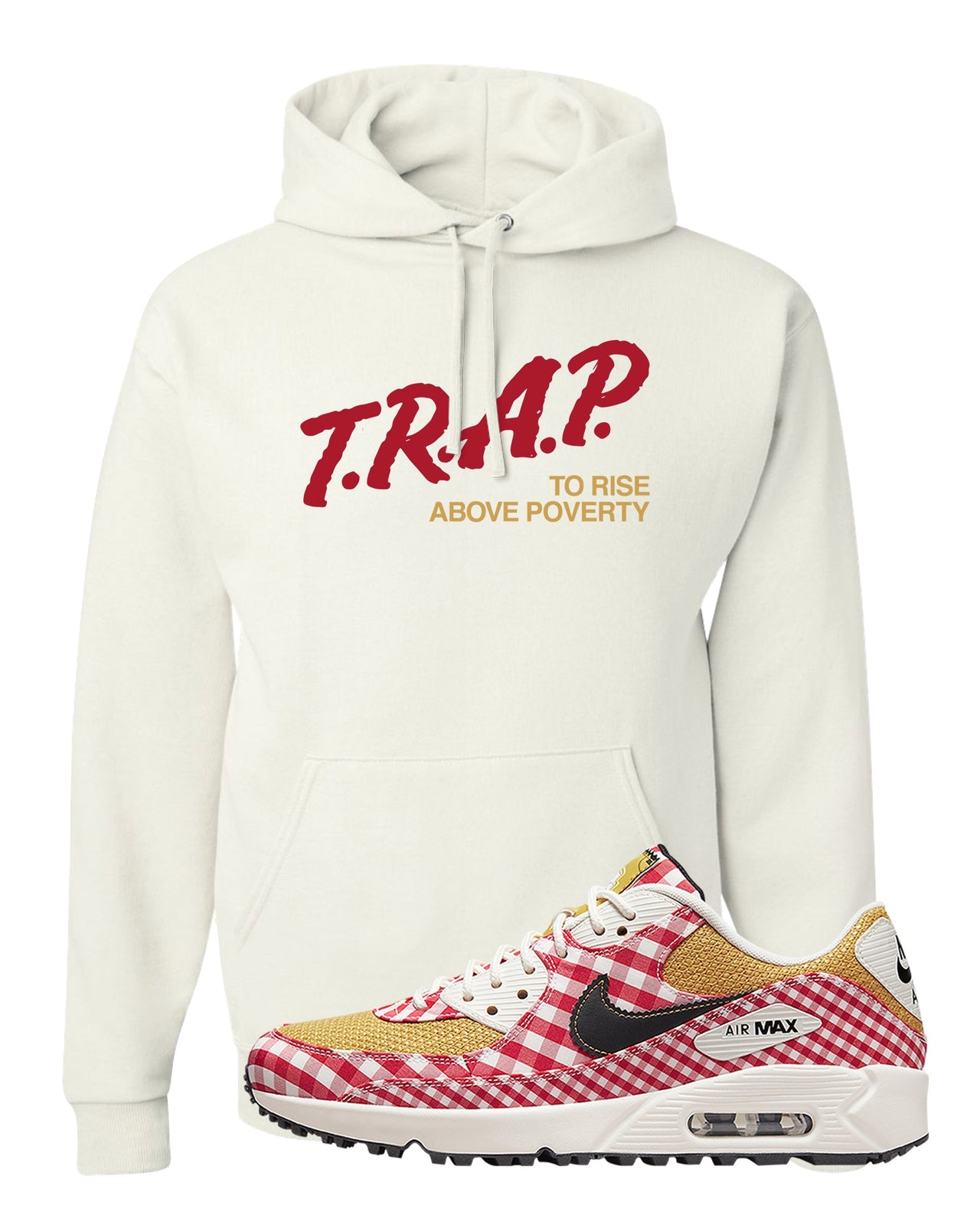 Picnic Golf 90s Hoodie | Trap To Rise Above Poverty, White