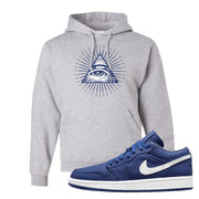 WMNS Dusty Blue Low 1s Hoodie | All Seeing Eye, Ash