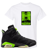 Electric Green 6s T Shirt | We Come In Peace, White