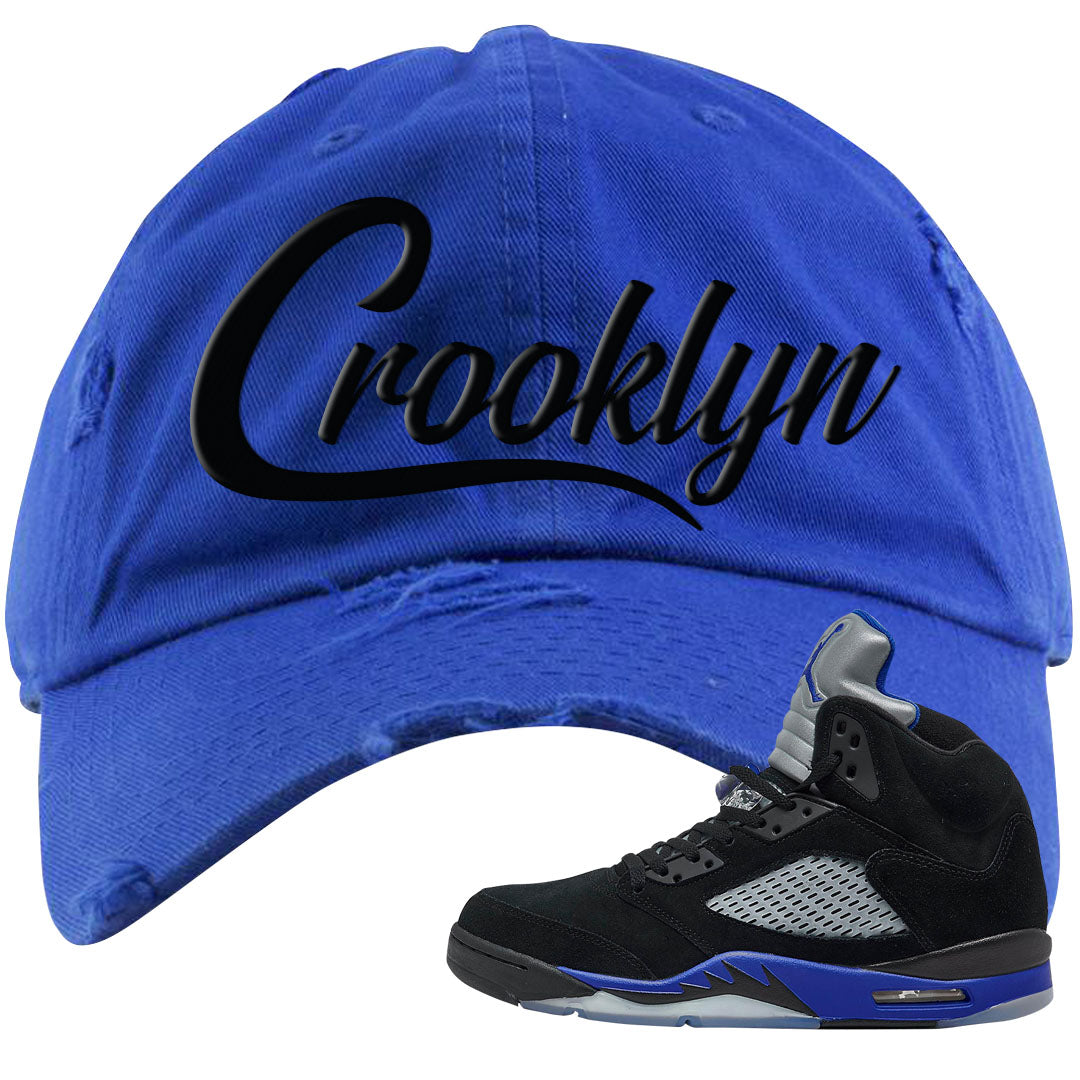 Racer Blue 5s Distressed Dad Hat | Crooklyn, Royal