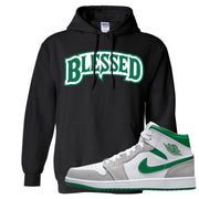 Light Smoke Pine Green Mid 1s Hoodie | Blessed Arch, Black