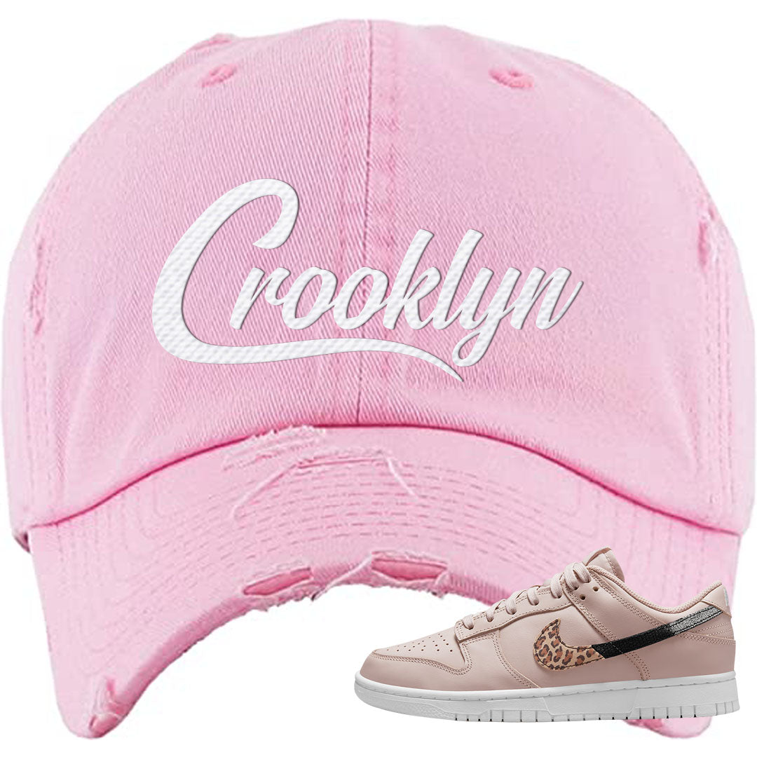 Primal Dusty Pink Leopard Low Dunks Distressed Dad Hat | Crooklyn, Light Pink
