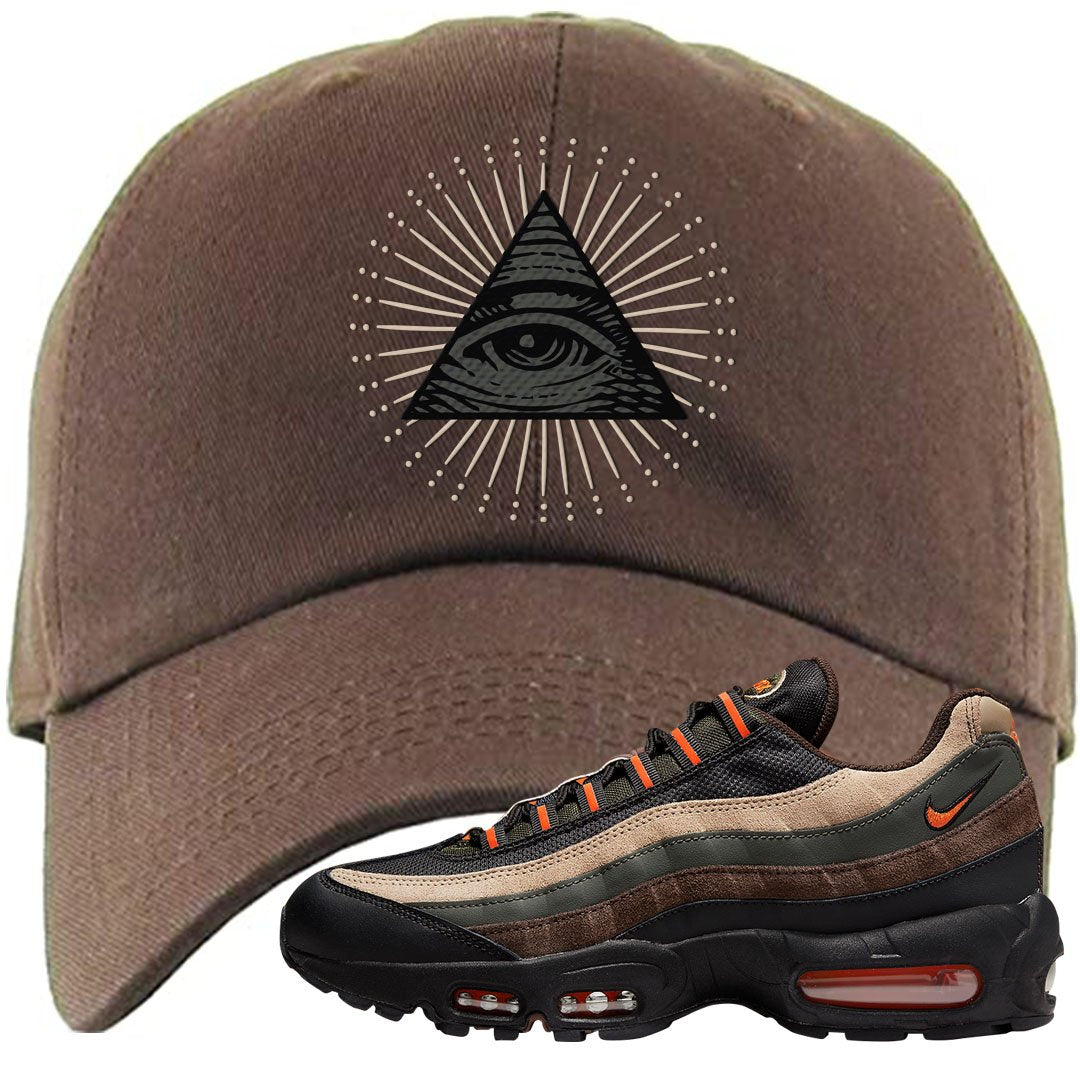 Dark Army Orange Blaze 95s Dad Hat | All Seeing Eye, Brown
