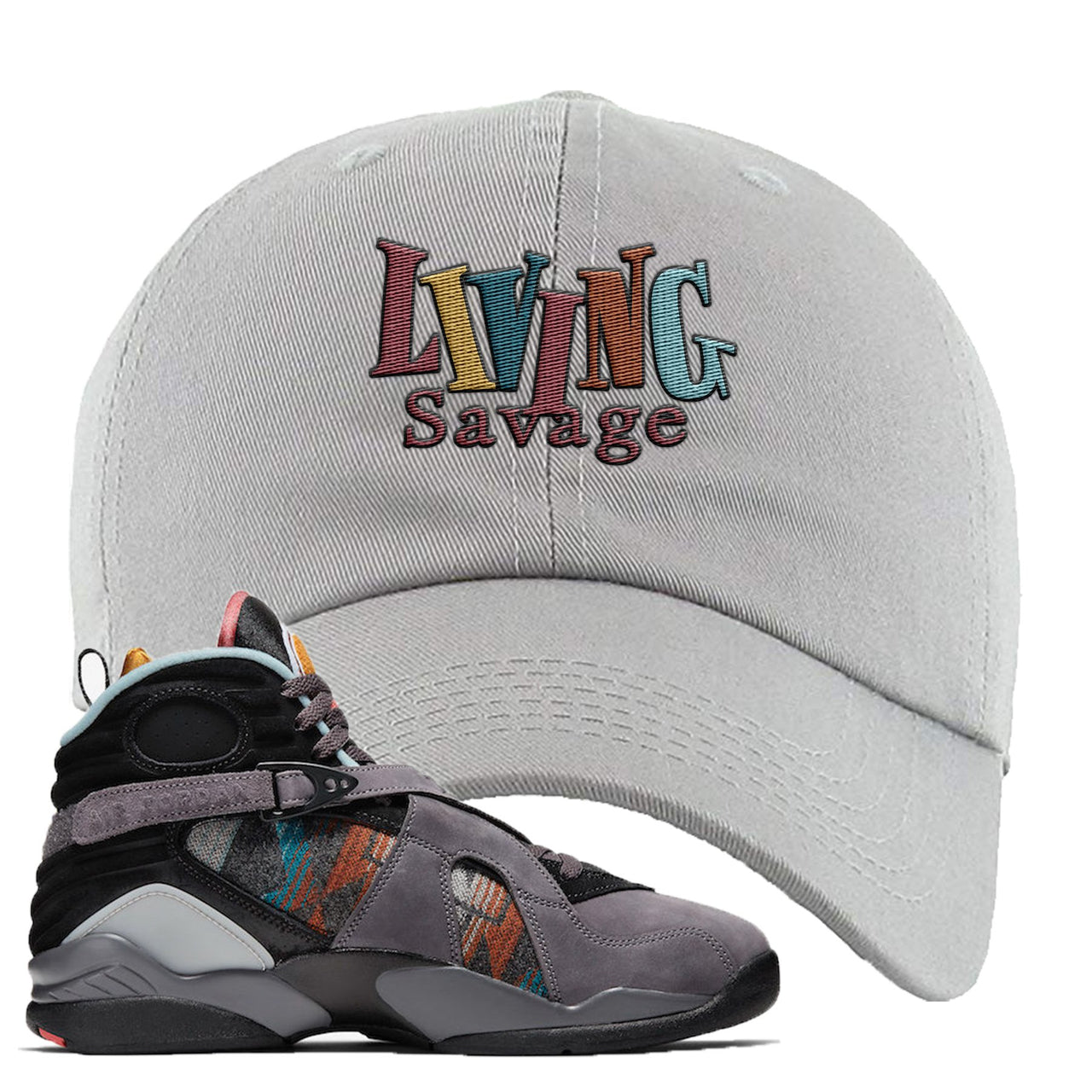 Jordan 8 N7 Pendleton Living Savage Light Gray Sneaker Hook Up Dad Hat