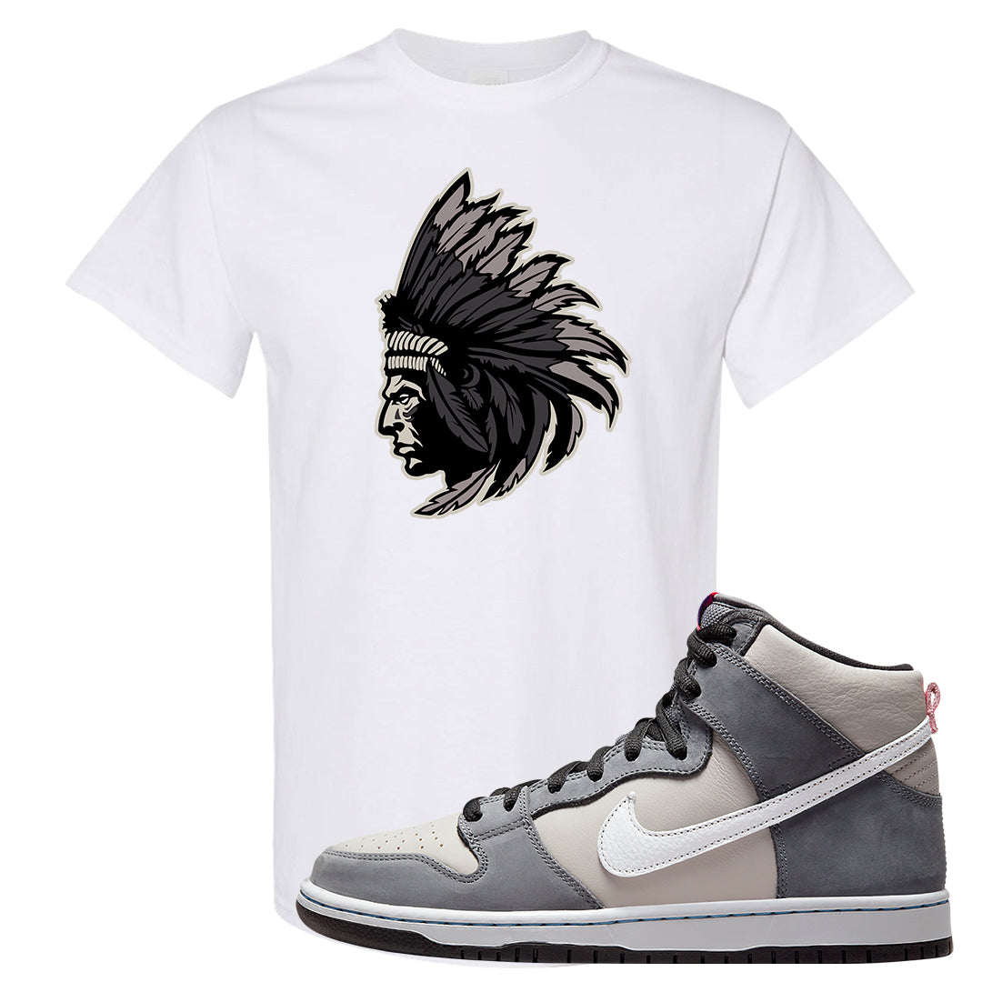 Medium Grey High Dunks T Shirt | Indian Chief, White