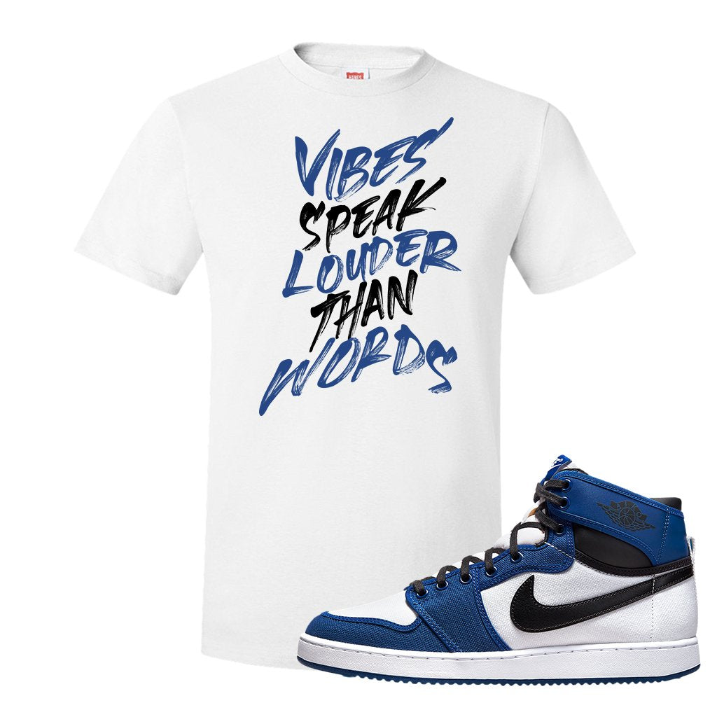 KO Storm Blue 1s T Shirt | Vibes Speak Louder Than Words, White