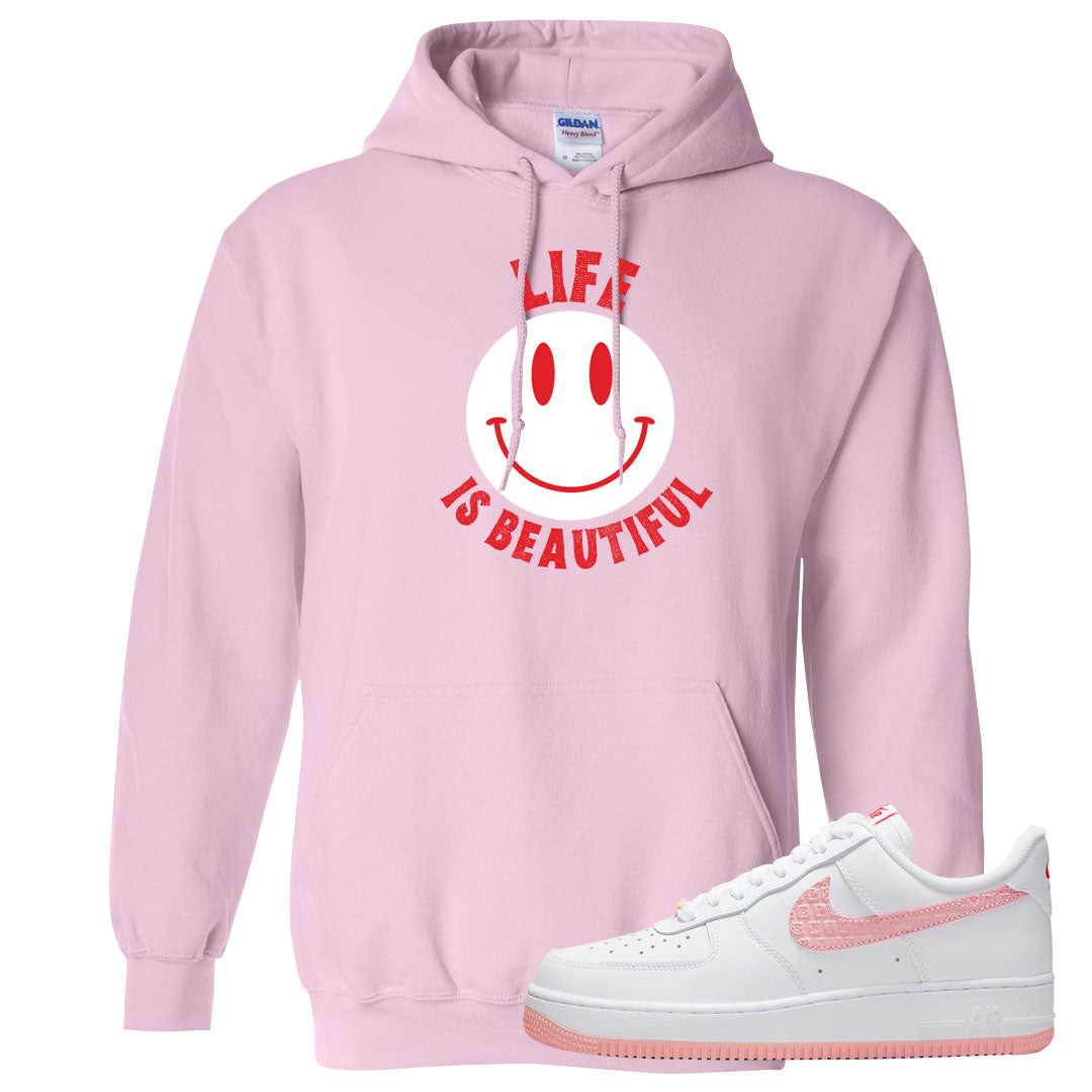 Valentine's Day 2022 AF1s Hoodie | Smile Life Is Beautiful, Light Pink