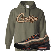 Dark Army Orange Blaze 95s Hoodie | Crooklyn, Military Green