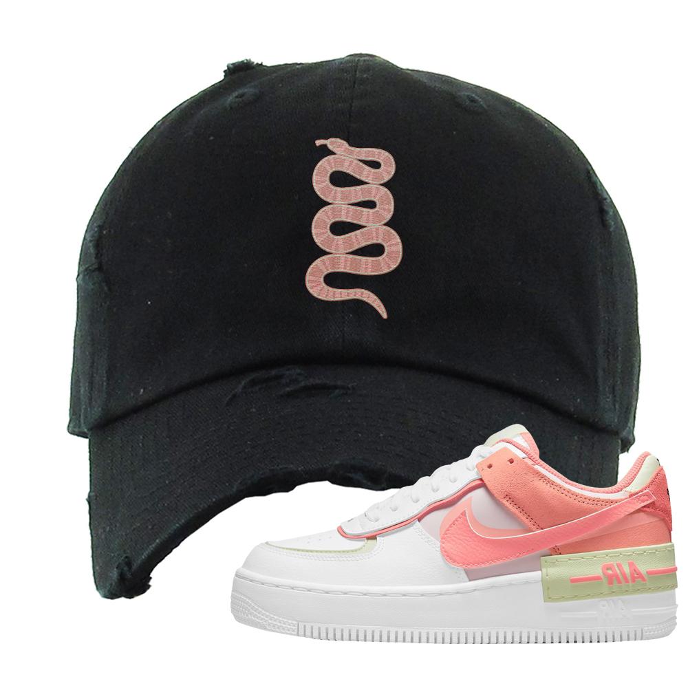 Air Force 1 Low Shadow Magic Ember Distressed Dad Hat | Coiled Snake, Black