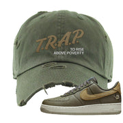 Tortoise Low AF1s Distressed Dad Hat | Trap To Rise Above Poverty, Olive