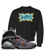 Jordan 8 N7 Pendleton Hood Rats Black Sneaker Hook Up Kid's Crewneck Sweatshirt