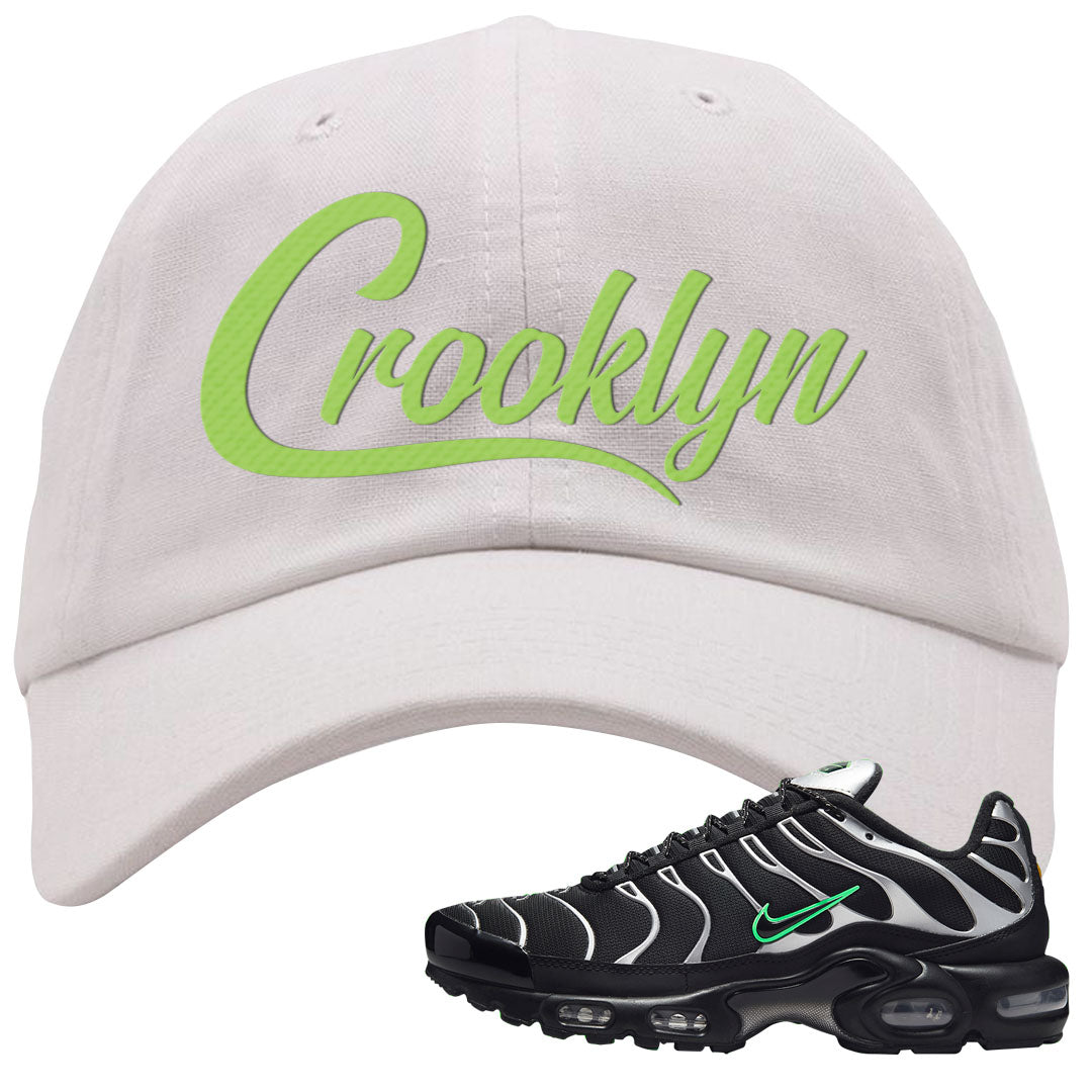 Neon Green Black Grey Pluses Dad Hat | Crooklyn, White