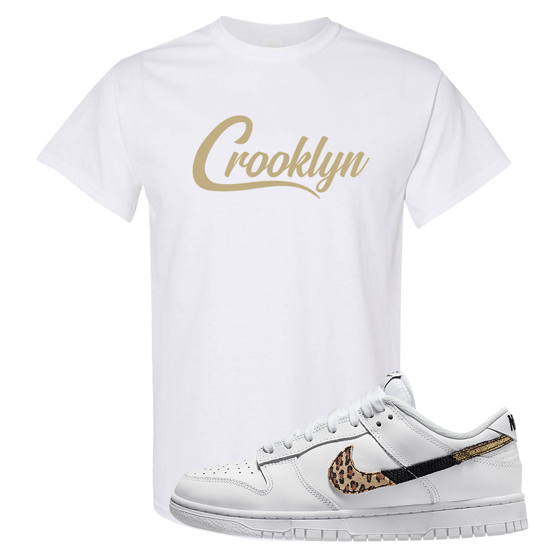 Primal White Leopard Low Dunks T Shirt | Crooklyn, White