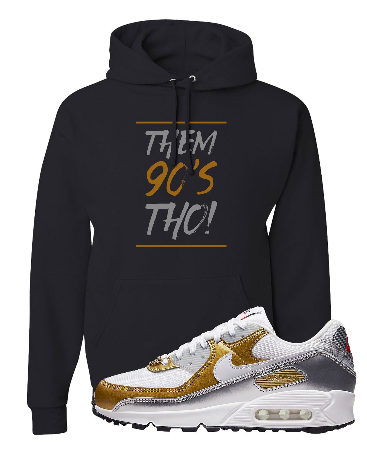 Gold Silver 90s Hoodie | Them 90's Tho, Black