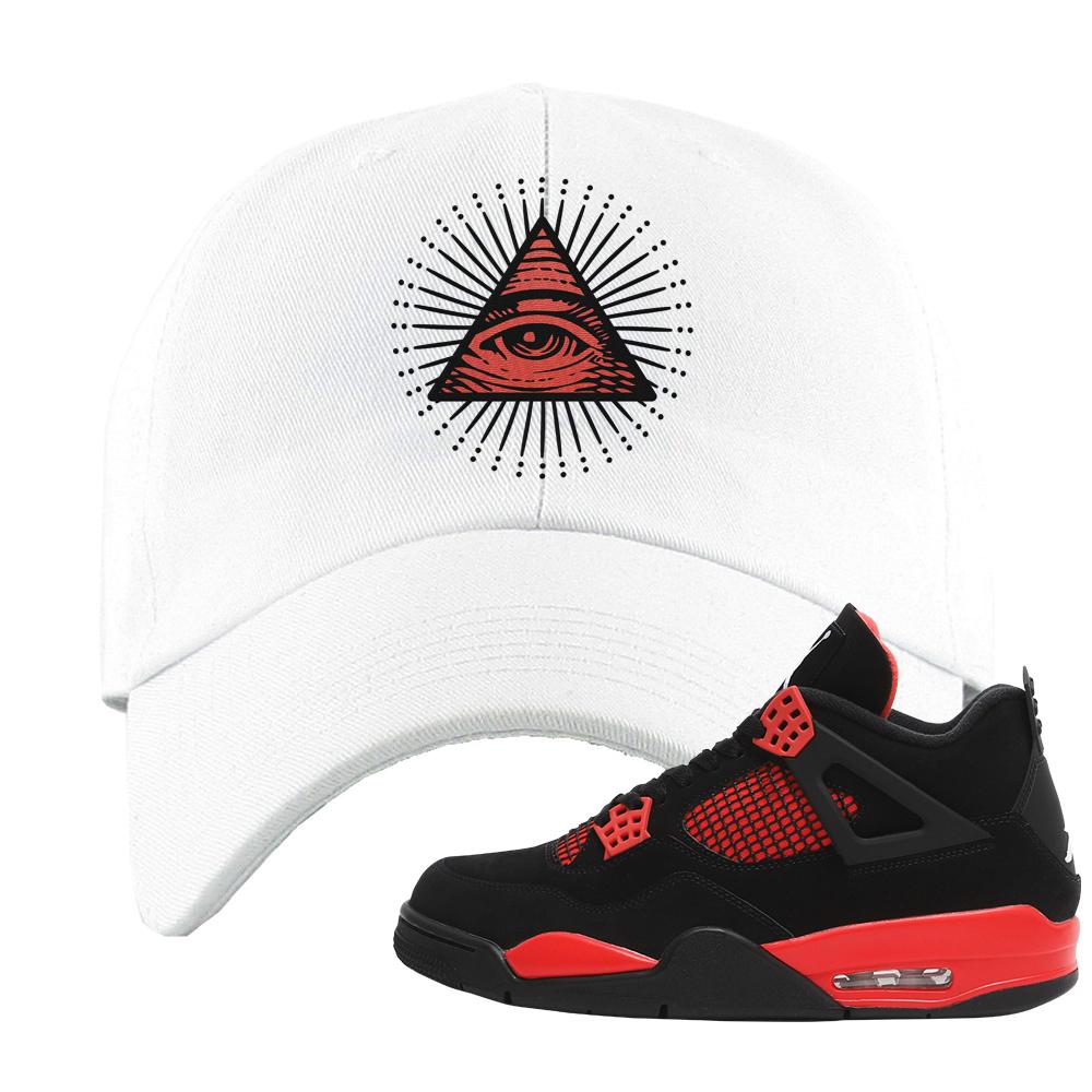 Red Thunder 4s Dad Hat | All Seeing Eye, White