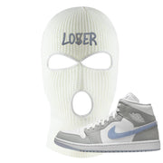 Wolf Grey Mid 1s Ski Mask | Lover, White