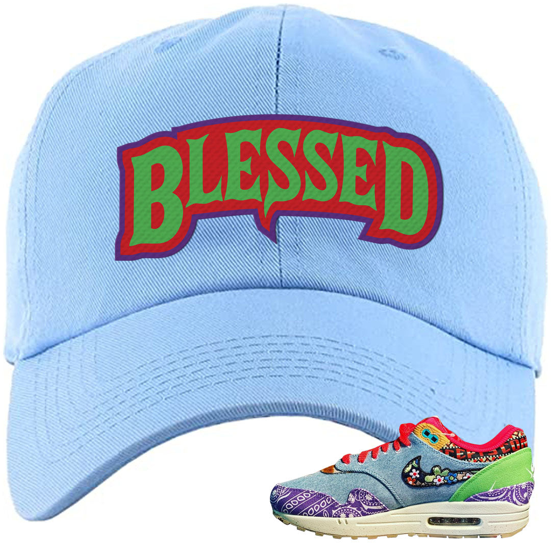 Bandana Paisley Max 1s Dad Hat | Blessed Arch, Light Blue
