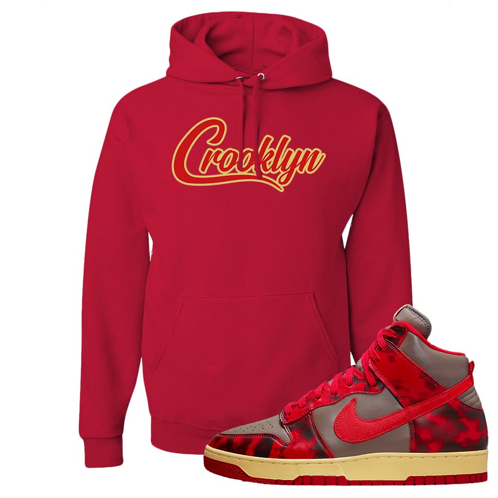 Acid Wash Red 1985 High Dunks Hoodie | Crooklyn, Red