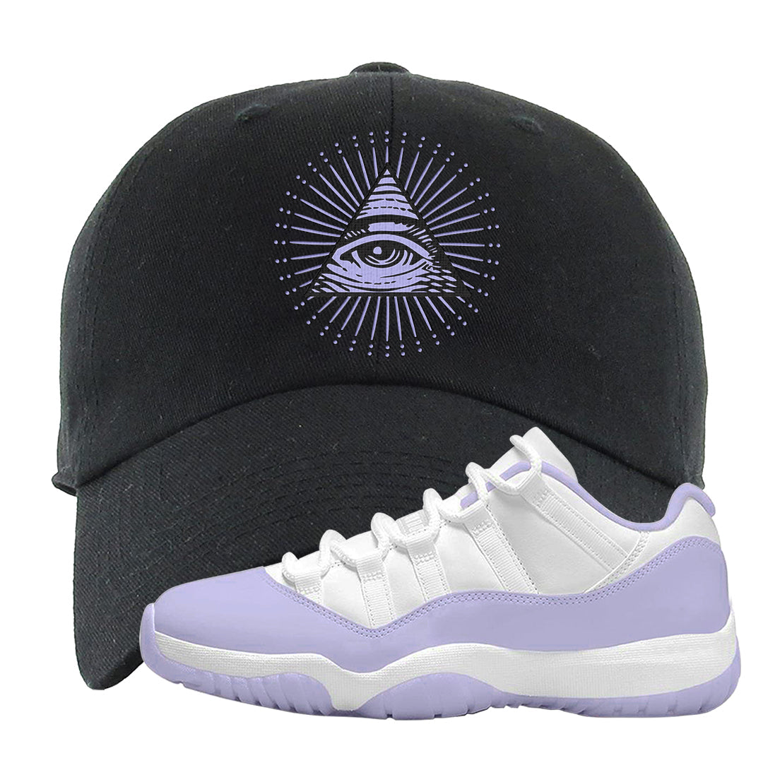 Pure Violet Low 11s Dad Hat | All Seeing Eye, Black