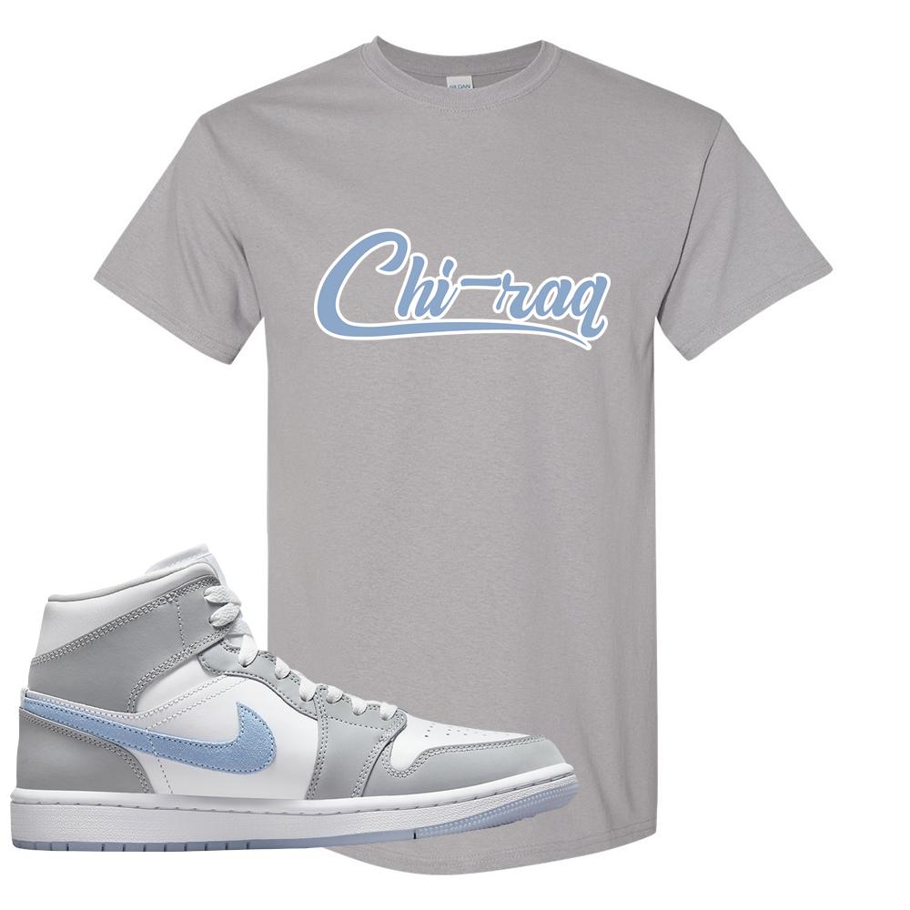 Air Jordan 1 Mid Grey Ice Blue T Shirt | Chiraq, Gravel