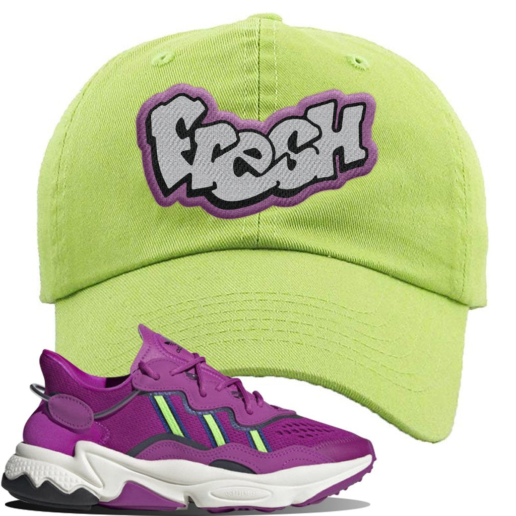 Ozweego Vivid Pink Sneaker Lime Green Dad Hat | Hat to match Adidas Ozweego Vivid Pink Shoes | Fresh