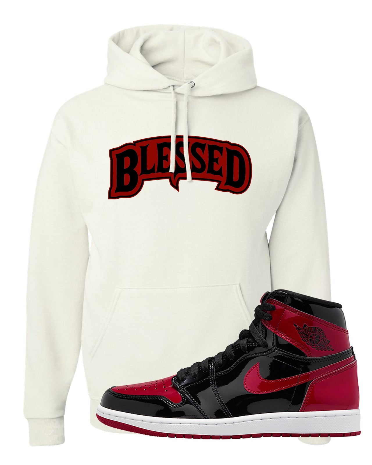 Patent Bred 1s Hoodie | Blessed Arch, White