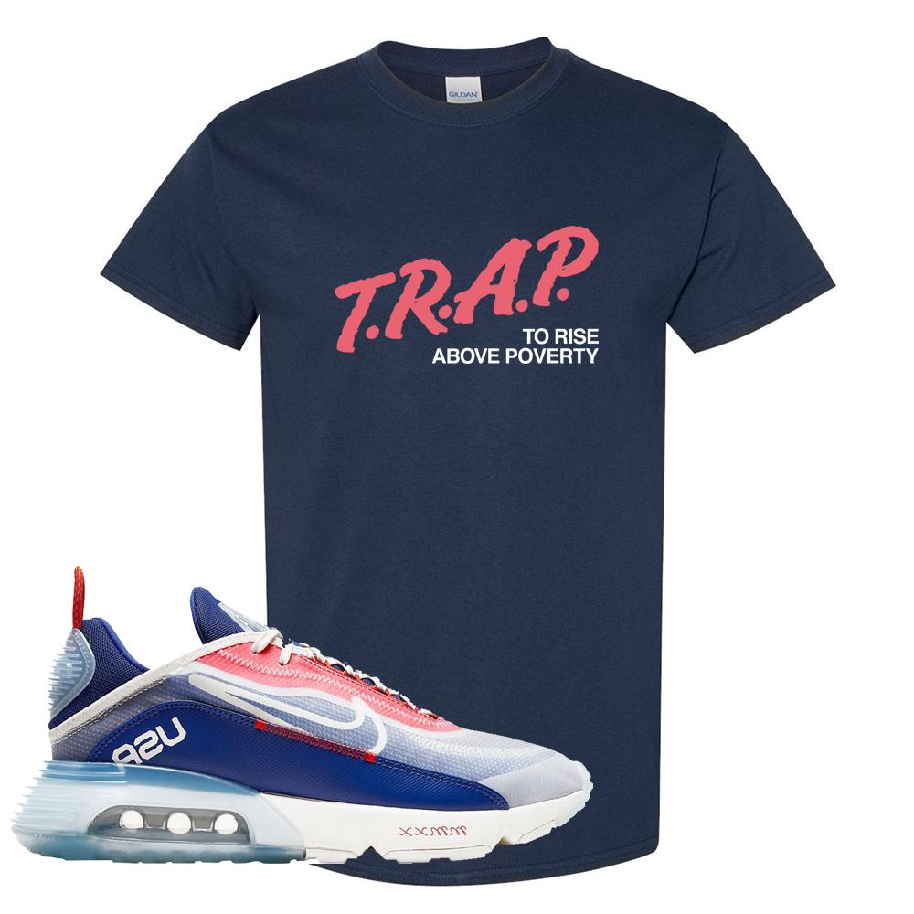 Team USA 2090s T Shirt | Trap To Rise Above Poverty, Navy