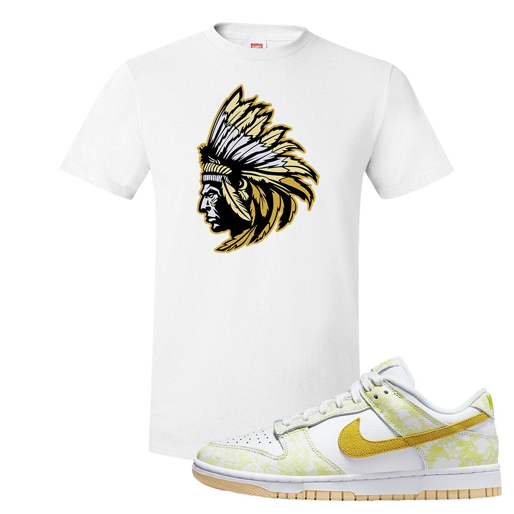 Yellow Strike Low Dunks T Shirt | Indian Chief, White
