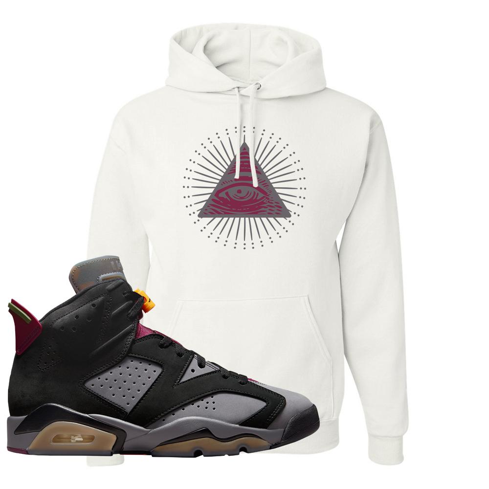 Bordeaux 6s Hoodie | All Seeing Eye, White