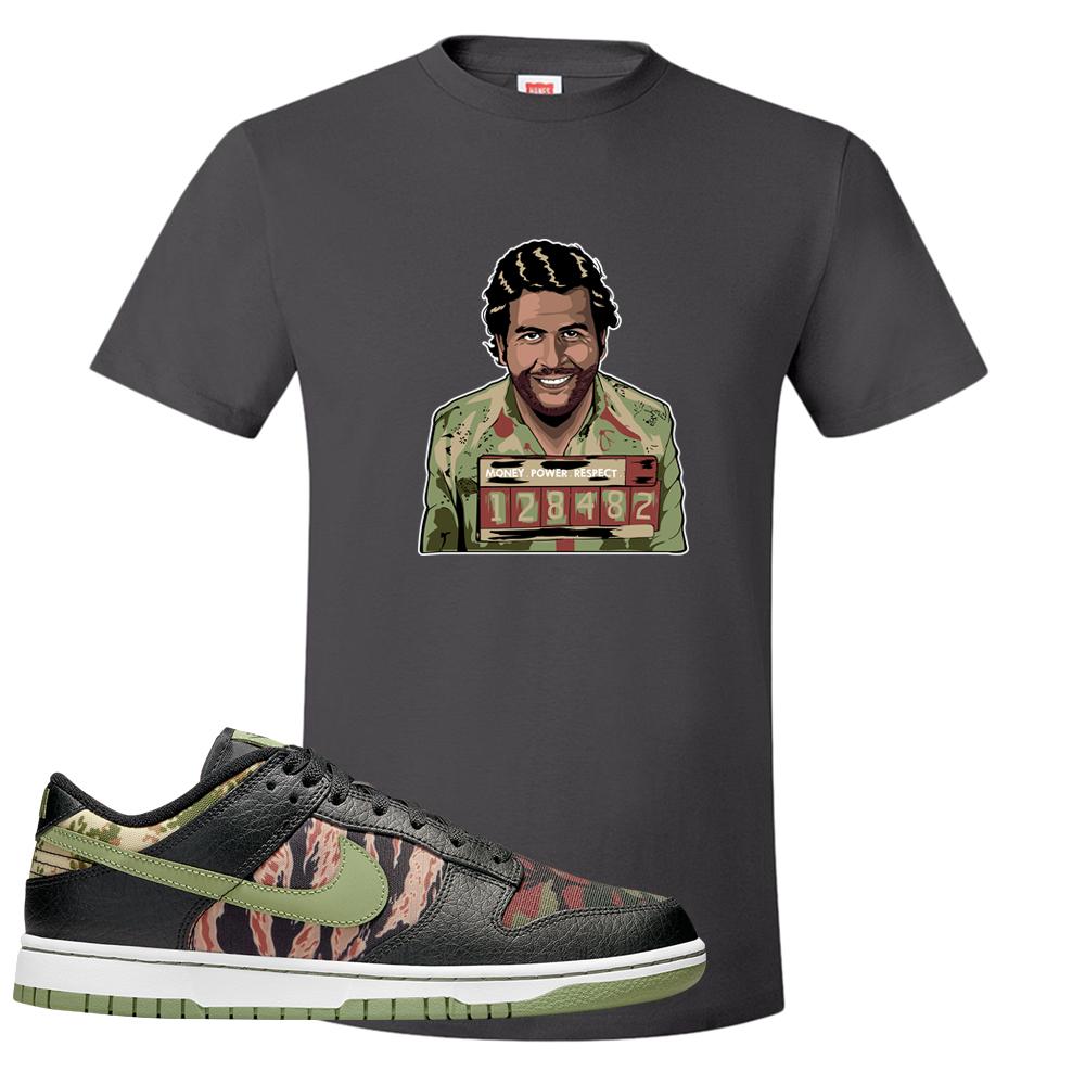 Multi Camo Low Dunks T Shirt | Escobar Illustration, Smoke Grey