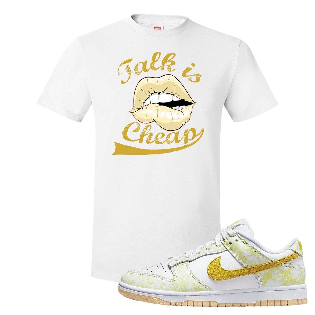 Yellow Strike Low Dunks T Shirt | Talk Is Cheap, White