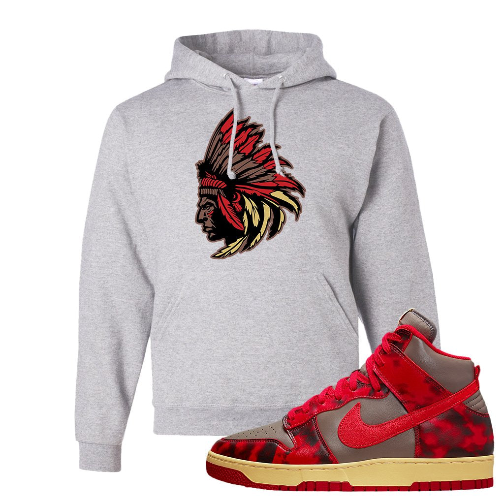 Acid Wash Red 1985 High Dunks Hoodie | Indian Chief, Ash