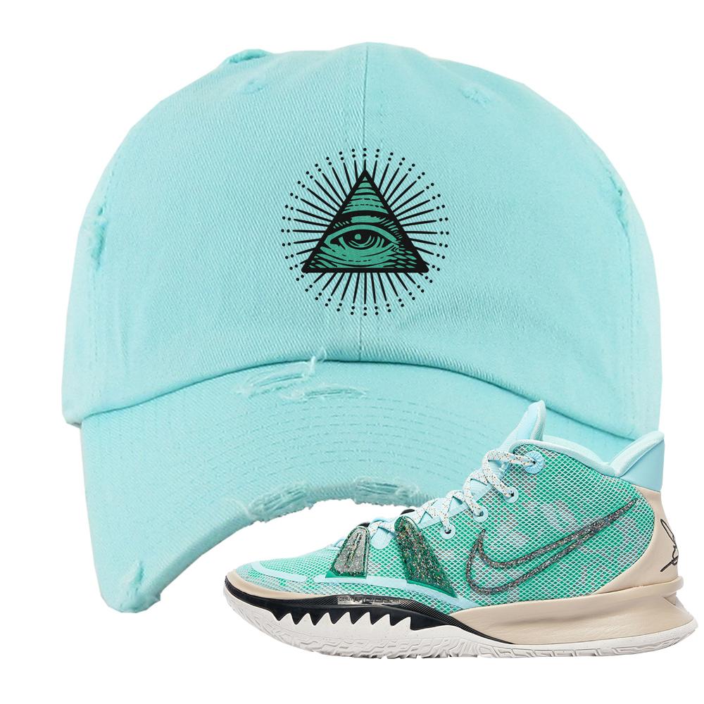 Copa 7s Distressed Dad Hat | All Seeing Eye, Diamond Blue