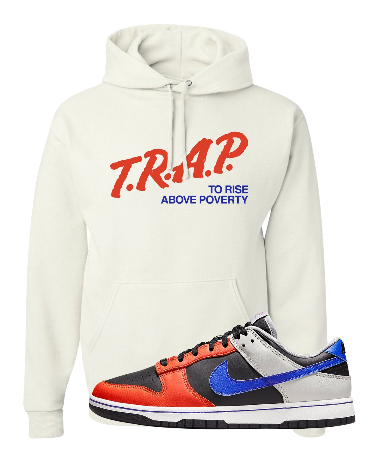75th Anniversary Low Dunks Hoodie | Trap To Rise Above Poverty, White